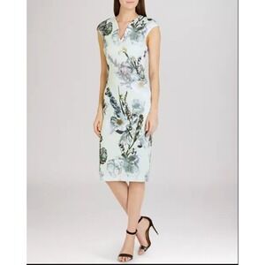 Ted Baker Bavaria Floral Bodycon Midi Dress Sz 1/US 4 Mint Green Spring Wedding